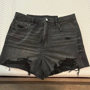 American Eagle Outfitters High Rise 90s Boyfriend Black Distressed Jean Shorts